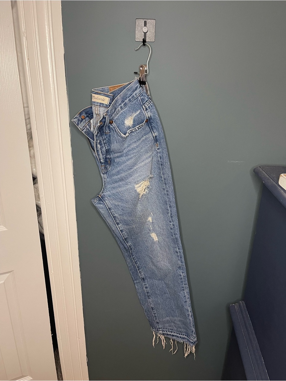 Madewell Light Blue Distressed Straight-Leg Jeans